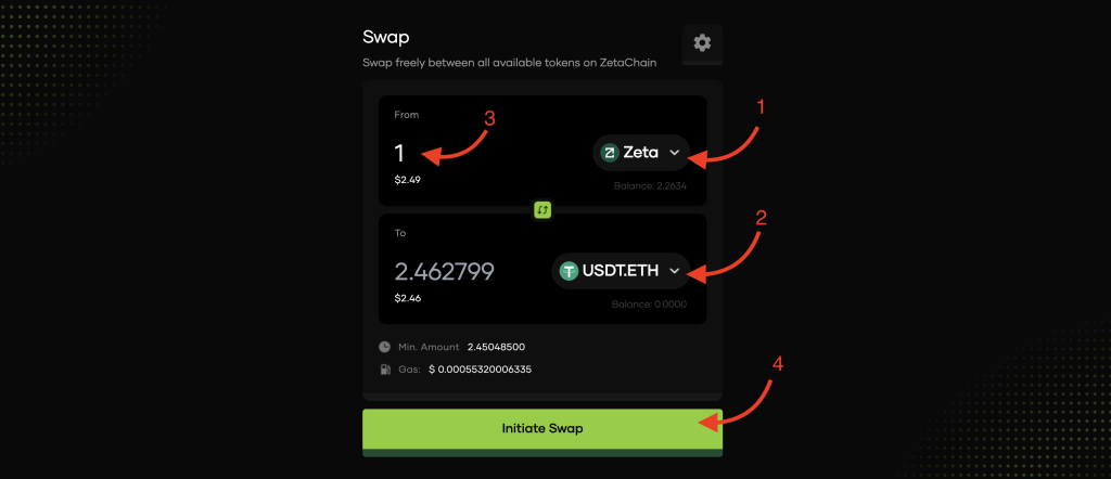 ZetaHub Eddy Finance swap zeta to USDT ETH