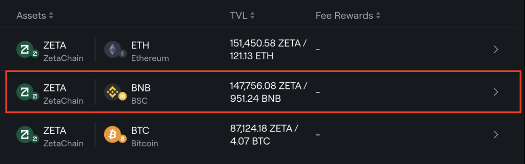 Zetahub LP pool zeta bnb