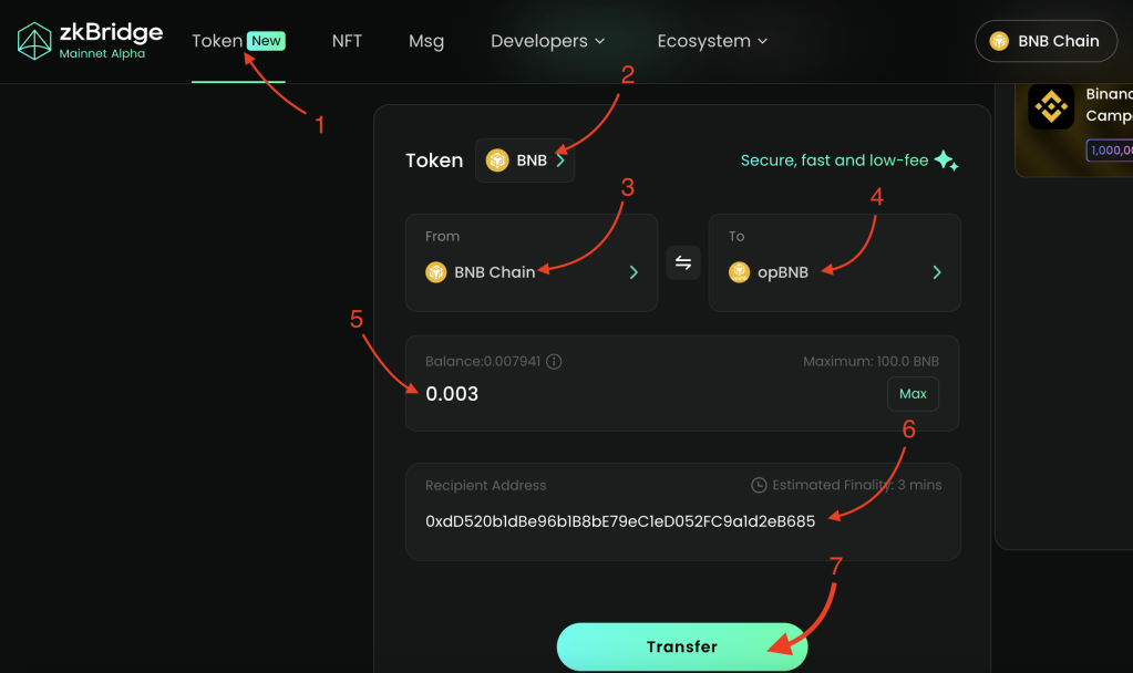 zkBridge BNB to opBNB bridge