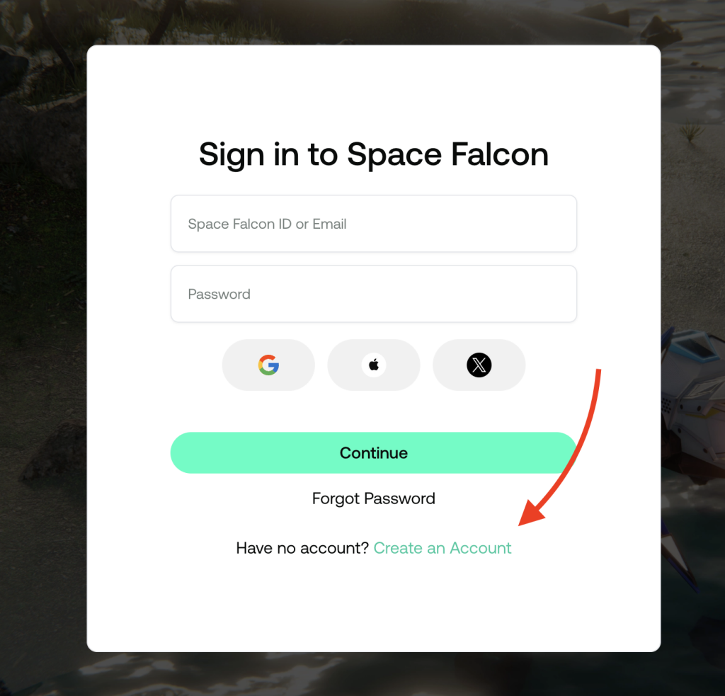 space falcon create account