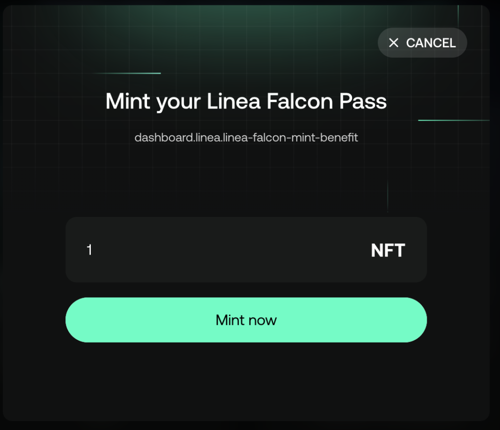 space falcon mint nft setting