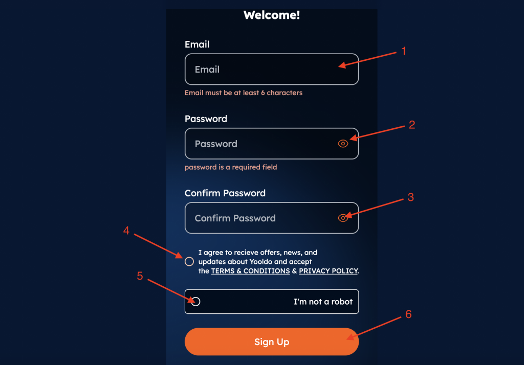 Yooldo register form