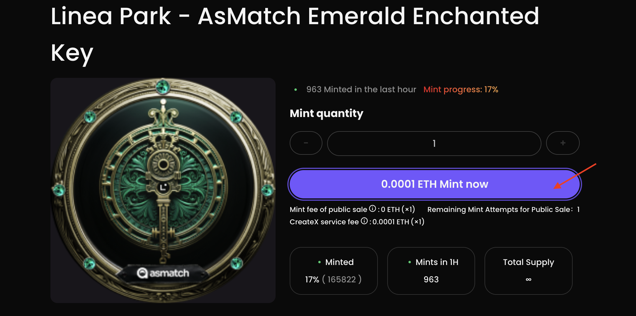 Linea Park - AsMatch Emerald Enchanted Key mint NFT