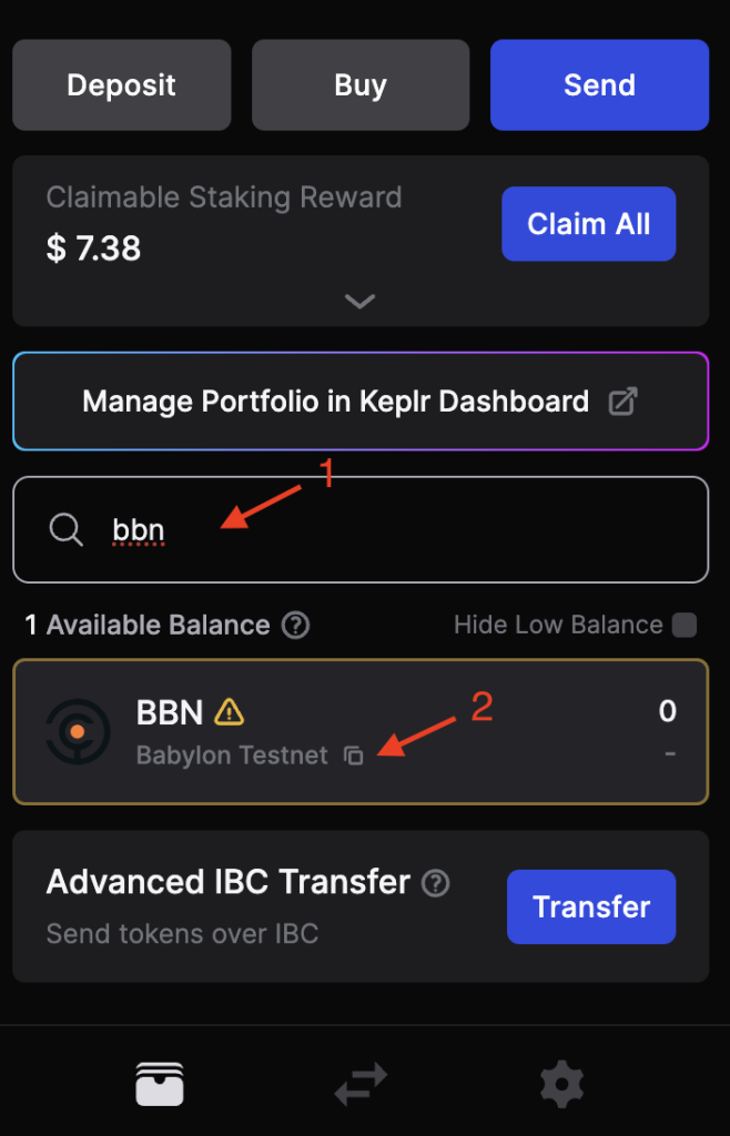 babylon chain find address in keplr