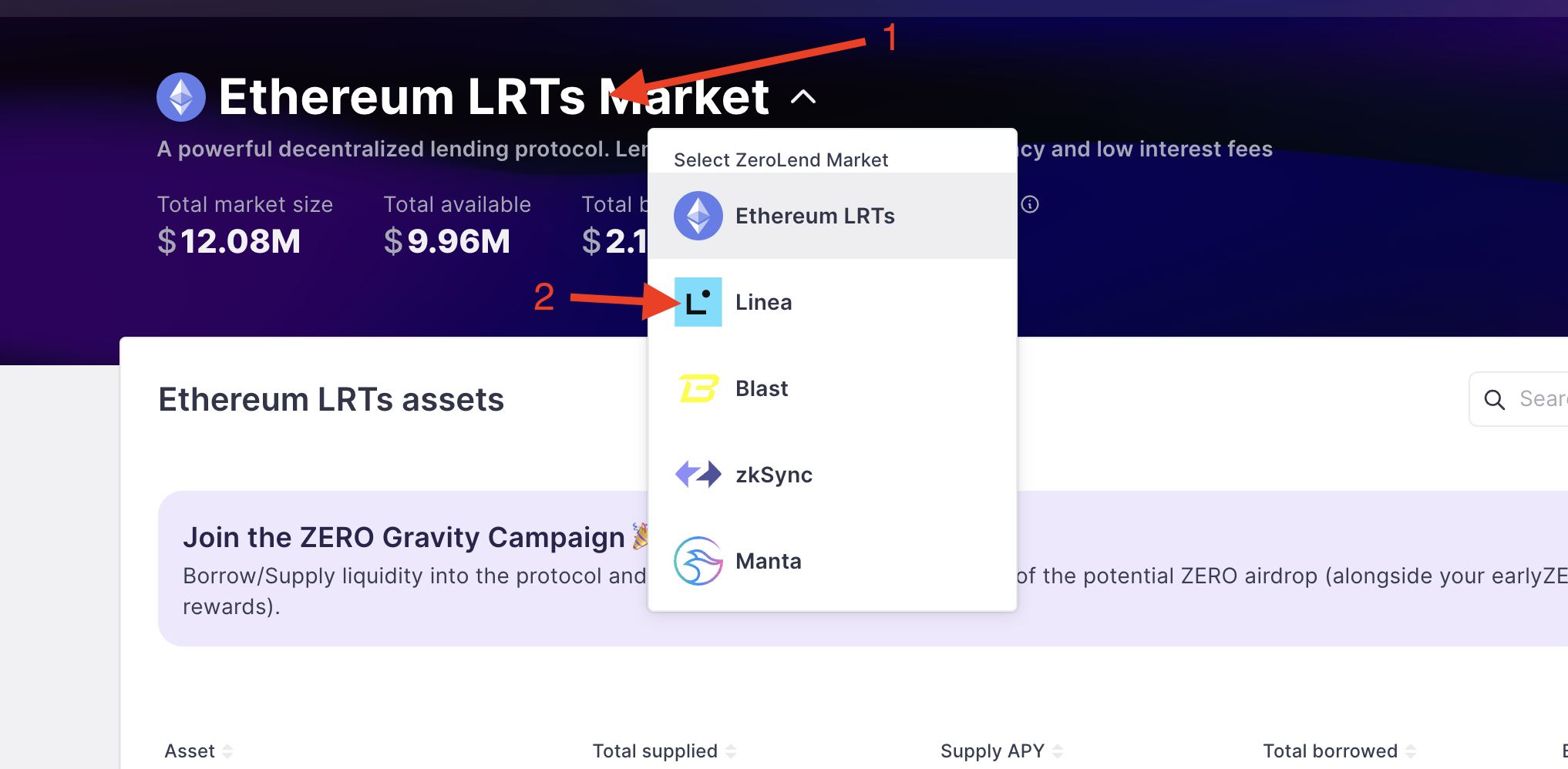 zerolend change market