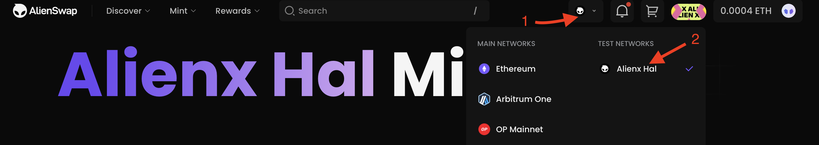 alienswap change network to AlienX