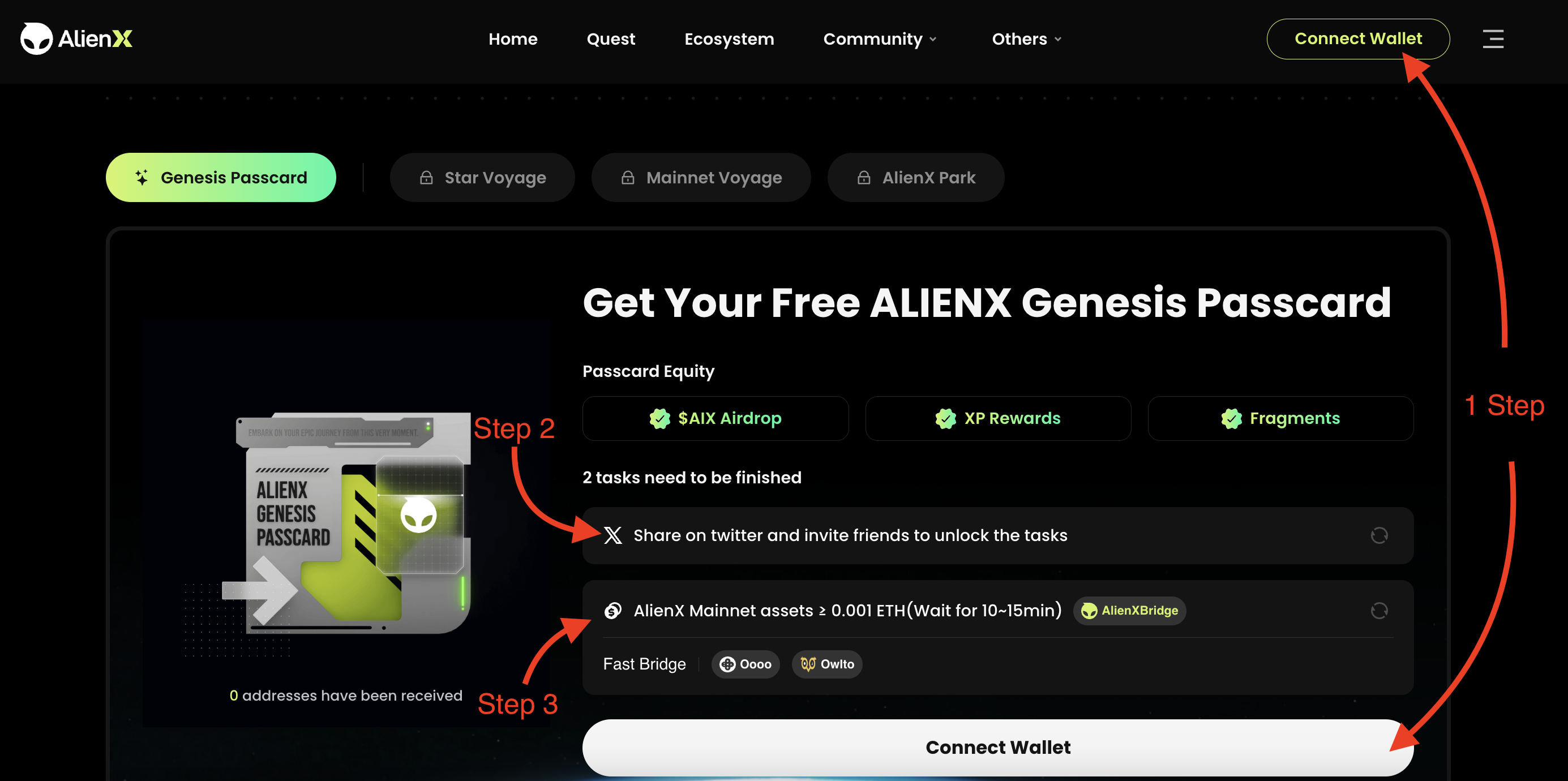 alienxchain passcart quest