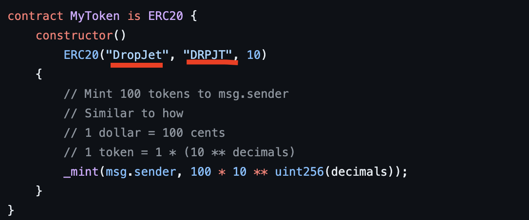 change token name and ticker in contract