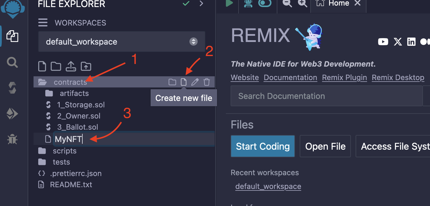 remix create NFT solidity file