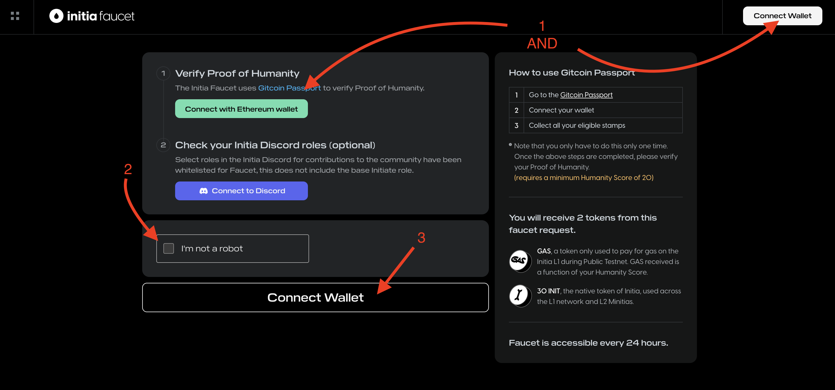 Initia request test tokens