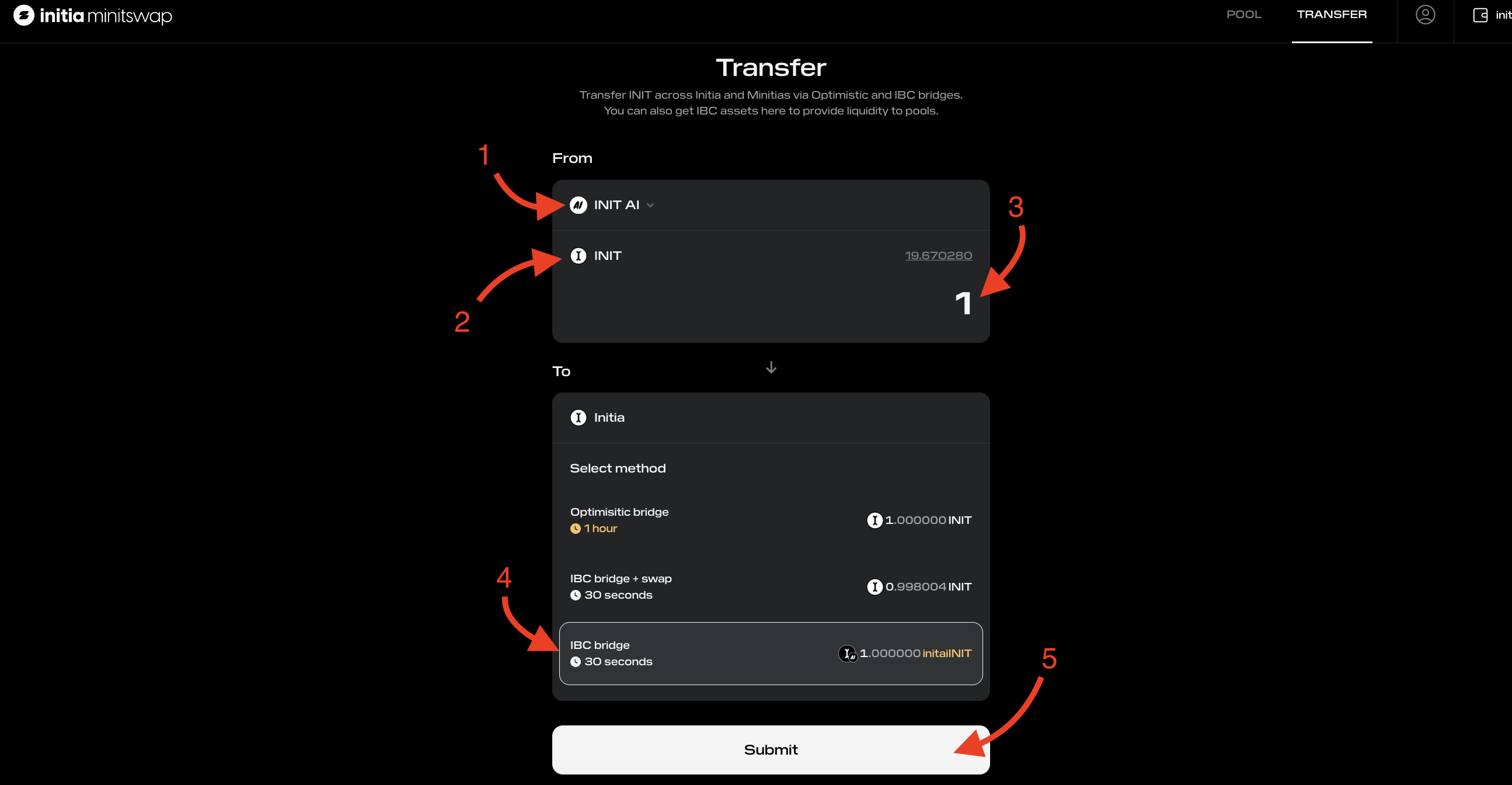 Initia send INIT from any L2 to L1 chain via IBC