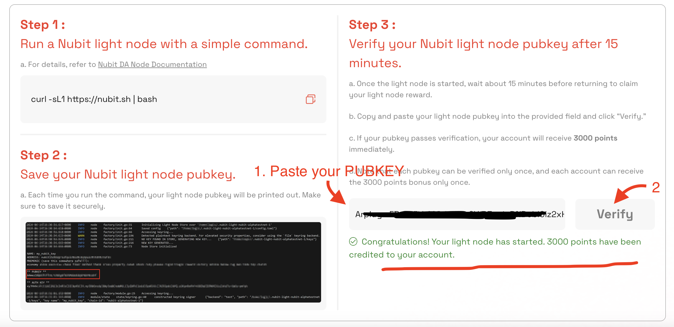 Nubit light node pubkey verification