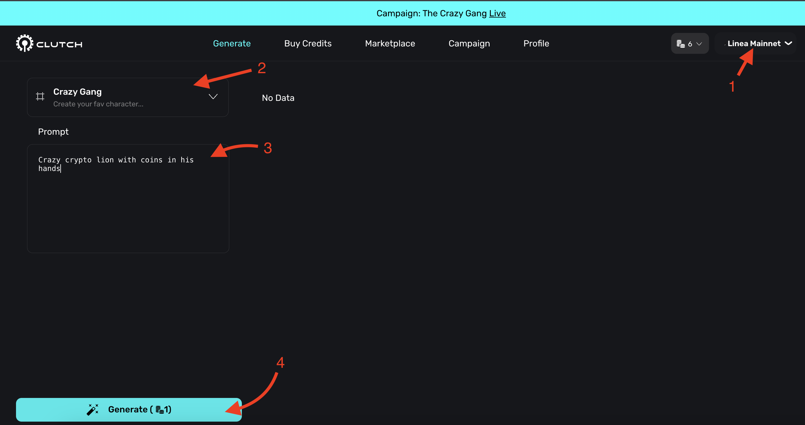 linea clutch generate NFT for crazy gang