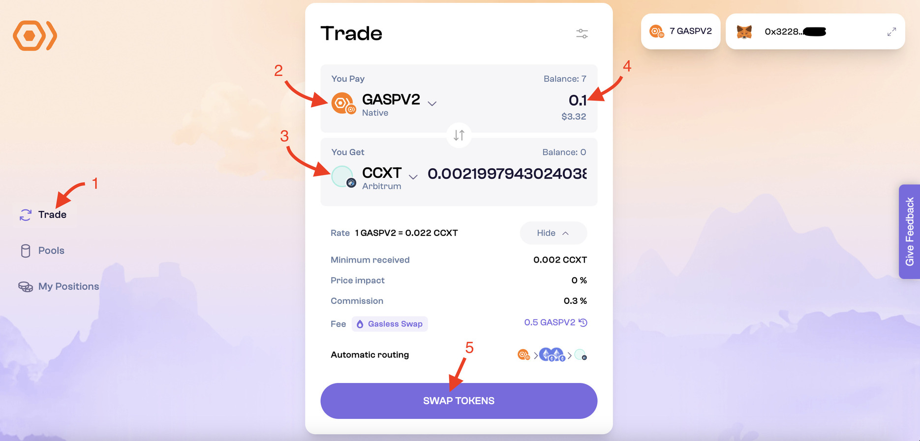 Make trade swap GaspV2 to any available token