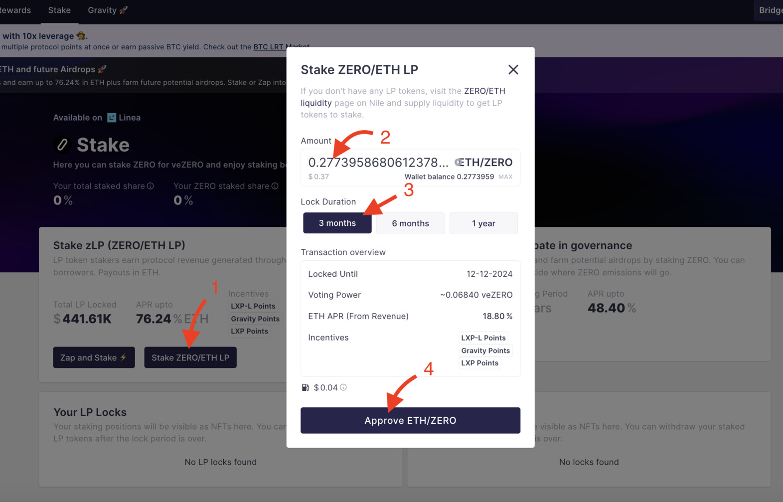 Zeroland add Zero ETH LP to stake