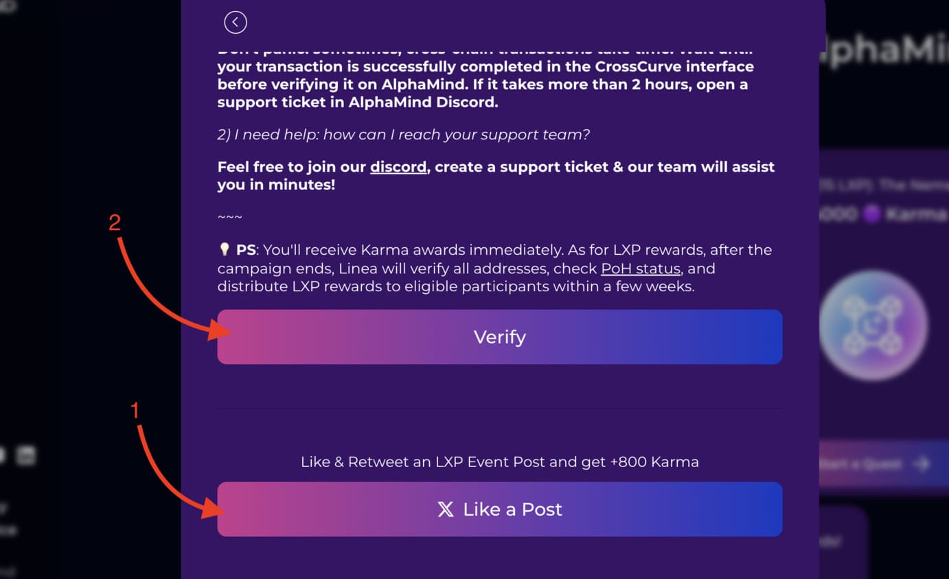 EYWA Cross-Chain Power on Linea verify quests