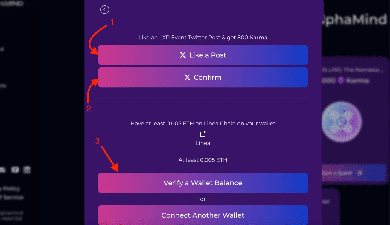 Verify MYX Trading Journey on Linea quest social task and balance