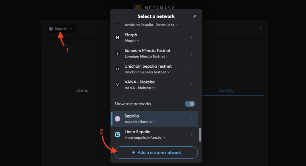 add new network to MetaMask