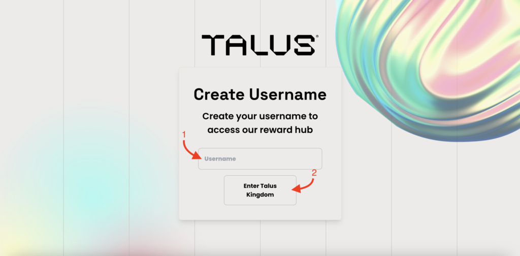 Talus Network Airdrop Season 1  Testnet create username