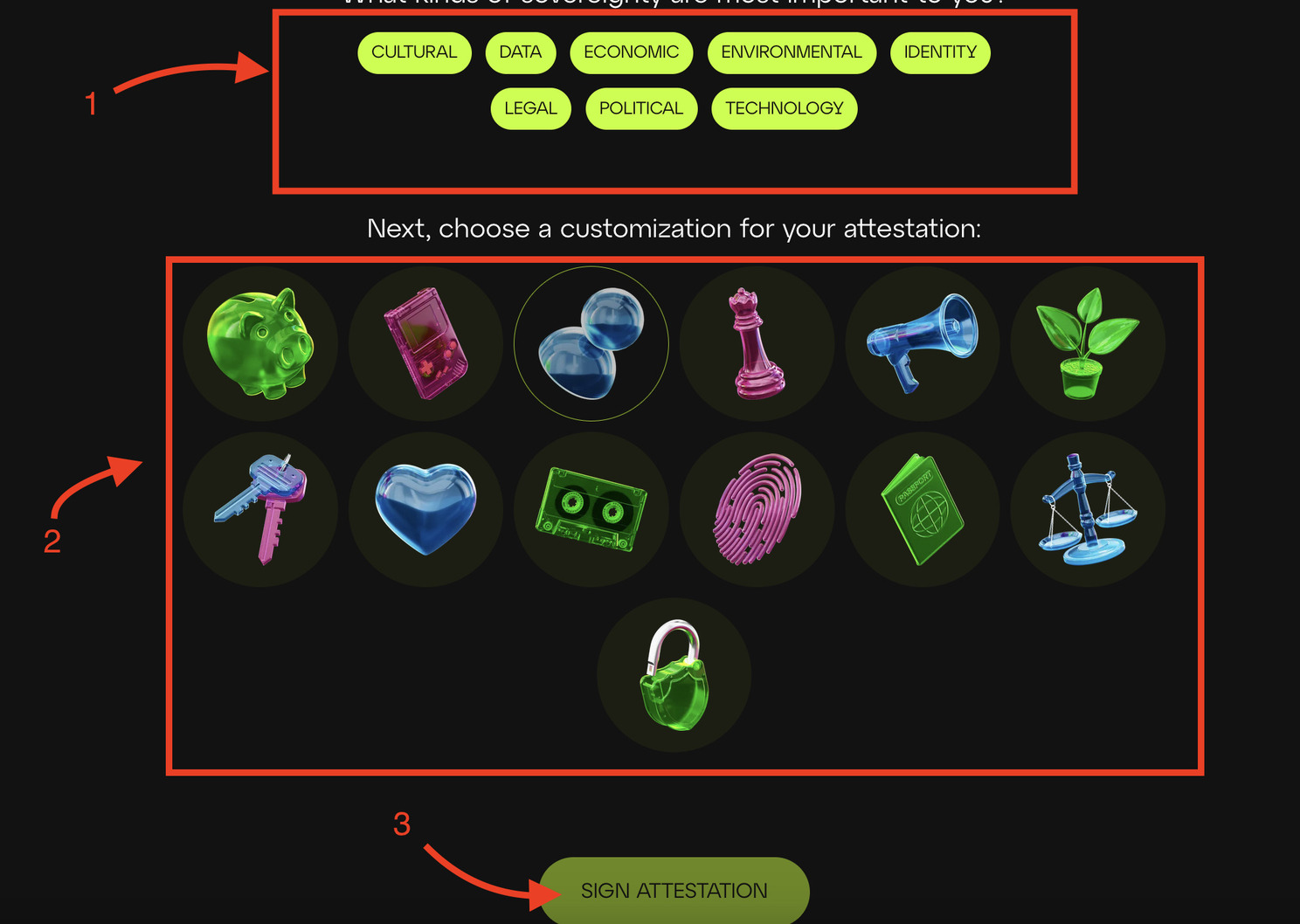 Sovs - select your interests and pass Linea attestation