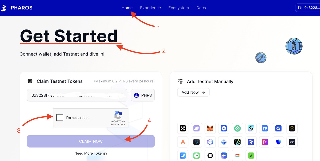 Pharos Network Request Test Tokens from the Faucet