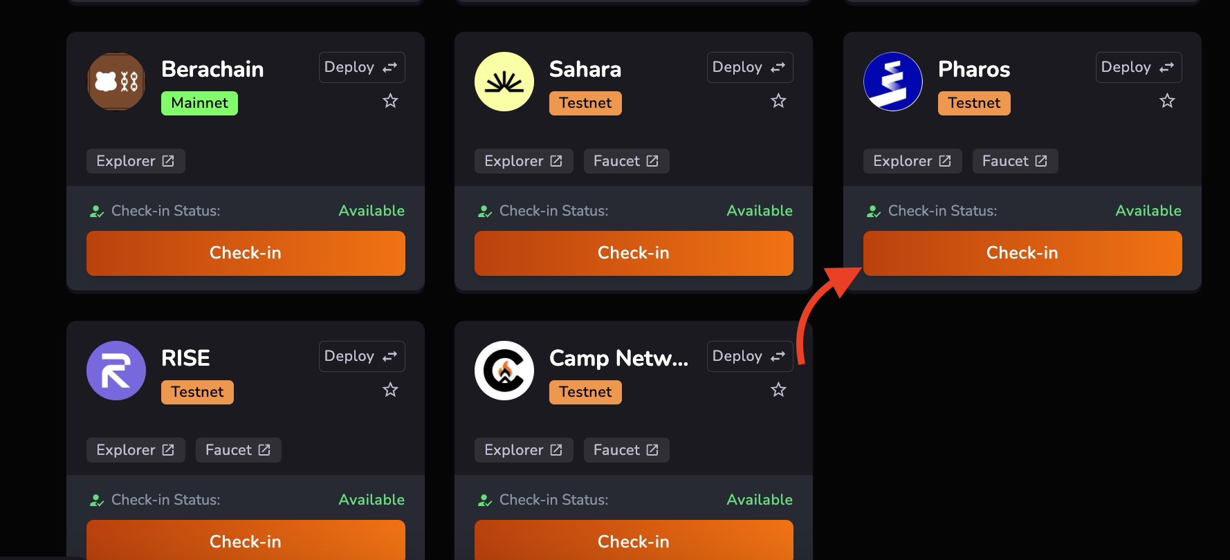 Dropjet Checkin in Pharos network
