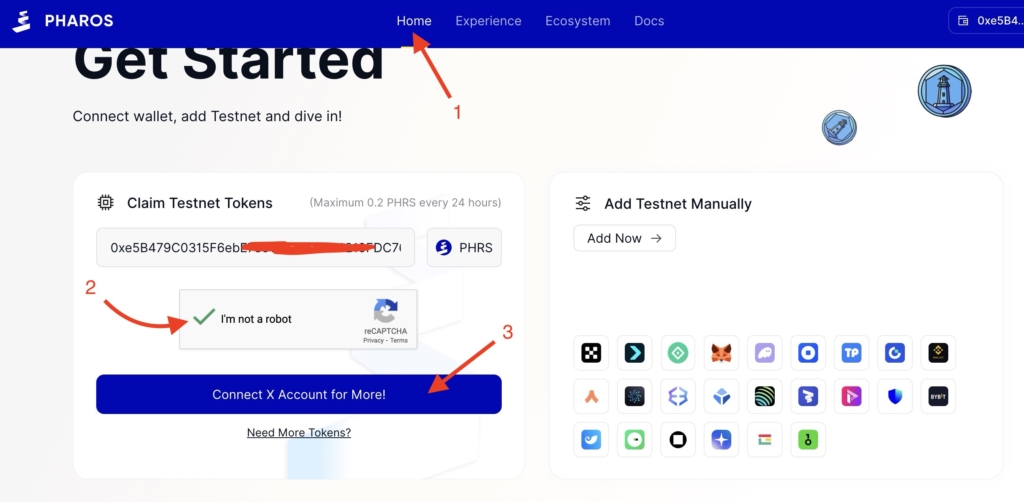 Pharos Network request PHRS tokens