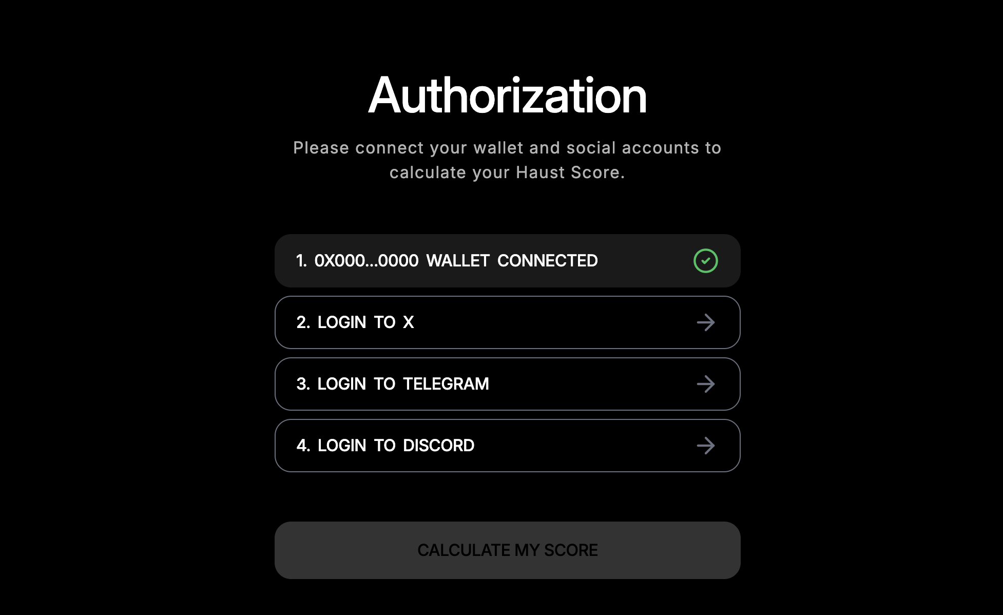 Connect socials to Haust Score